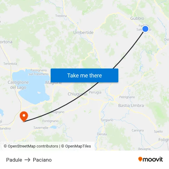 Padule to Paciano map