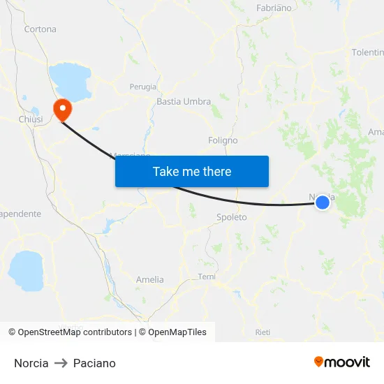 Norcia to Paciano map