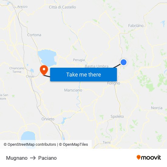 Mugnano to Paciano map