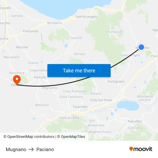 Mugnano to Paciano map