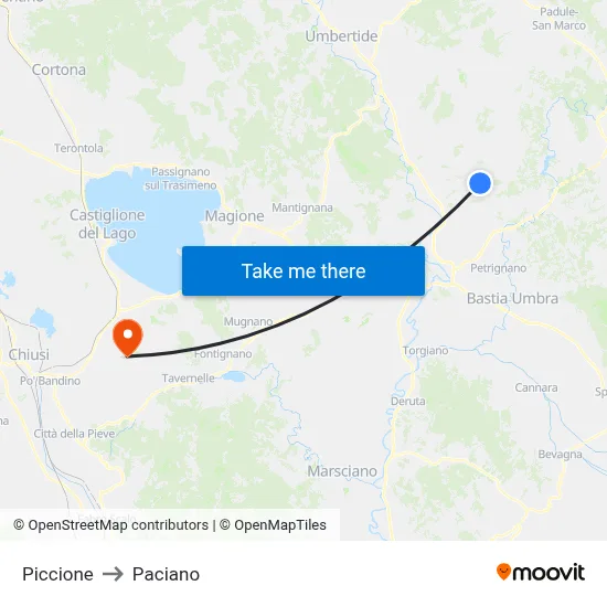 Piccione to Paciano map