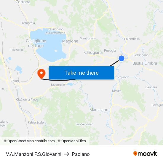 V.A.Manzoni P.S.Giovanni to Paciano map