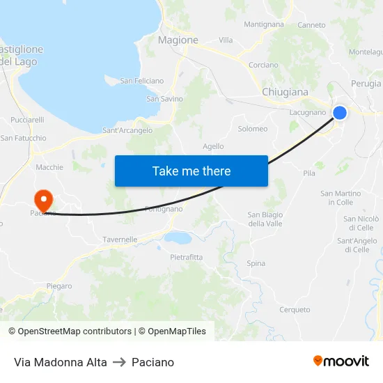 Madonna Alta Street to Paciano map