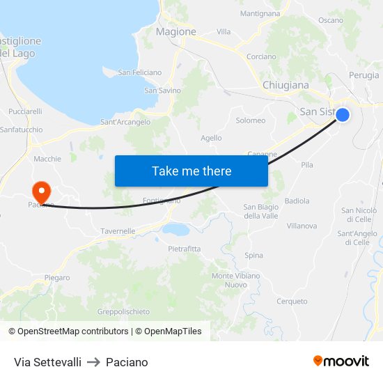 Via Settevalli to Paciano map