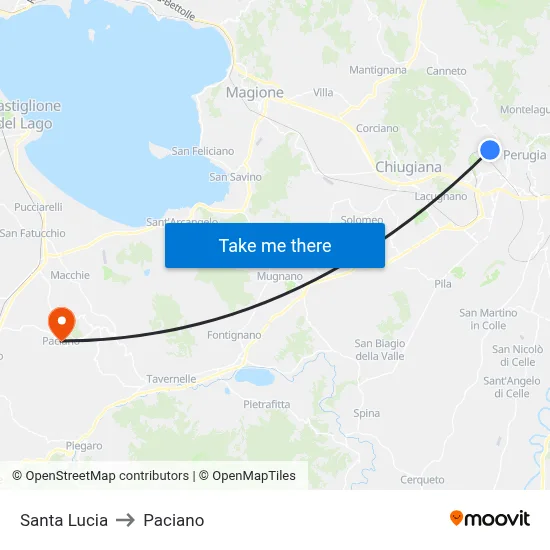 Saint Lucy to Paciano map