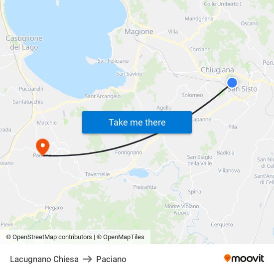 Lacugnano Chiesa to Paciano map