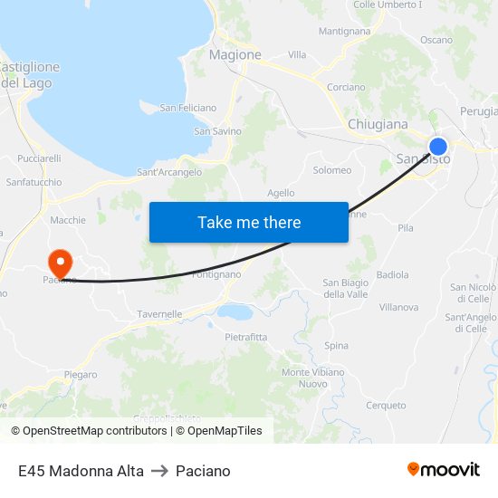 E45 Madonna Alta to Paciano map