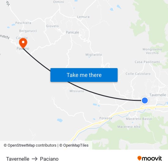 Tavernelle to Paciano map