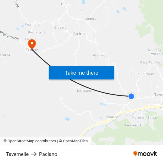 Tavernelle to Paciano map