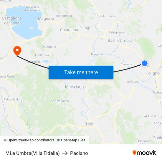 V.Le Umbra(Villa Fidelia) to Paciano map