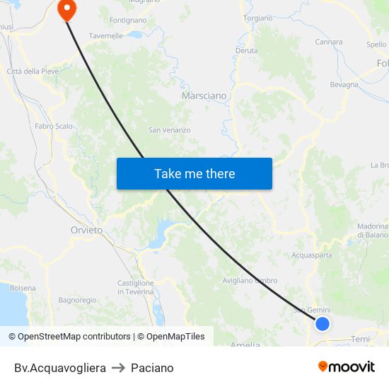 Bv.Acquavogliera to Paciano map