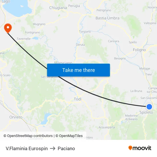 Flaminian Way Eurospin to Paciano map