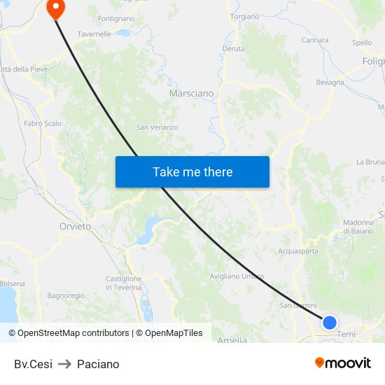 Bv.Cesi to Paciano map