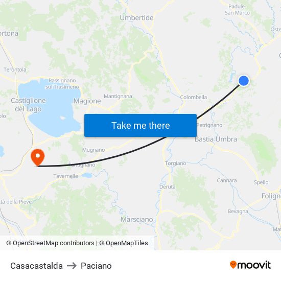 Casacastalda to Paciano map