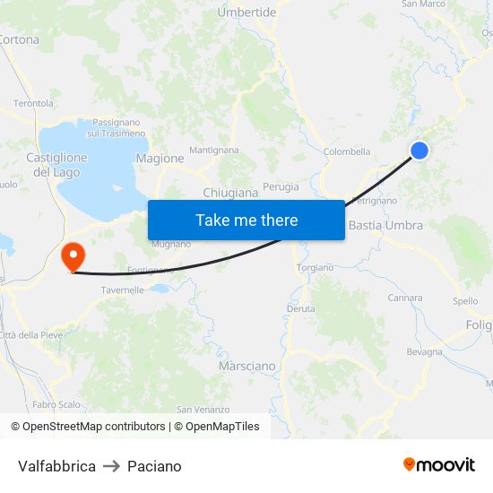 Valfabbrica to Paciano map