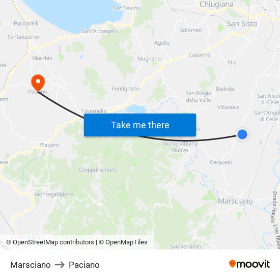 Marsciano to Paciano map
