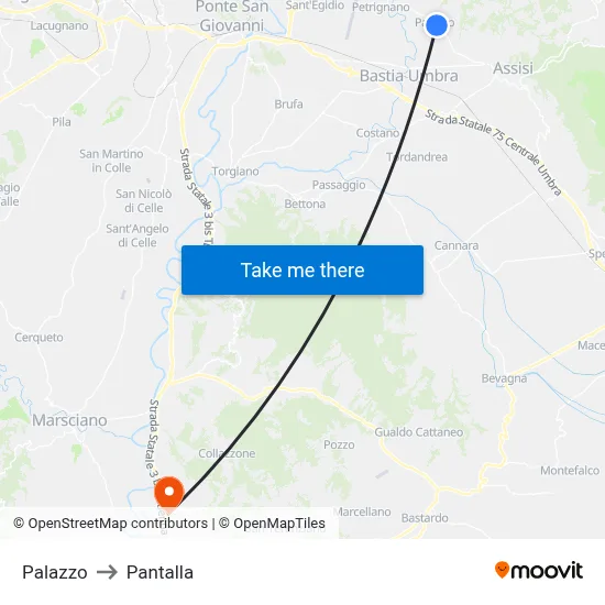 Palace to Pantalla map