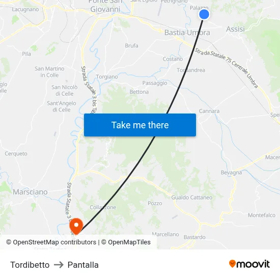 Tordibetto to Pantalla map