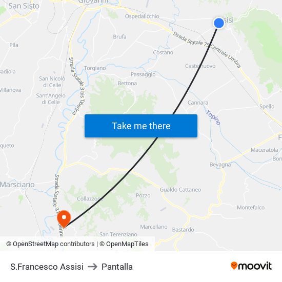 S.Francesco Assisi to Pantalla map