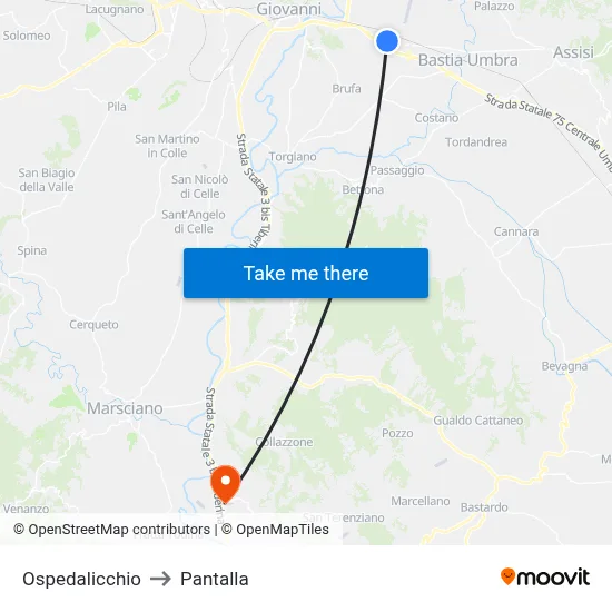 Ospedalicchio to Pantalla map
