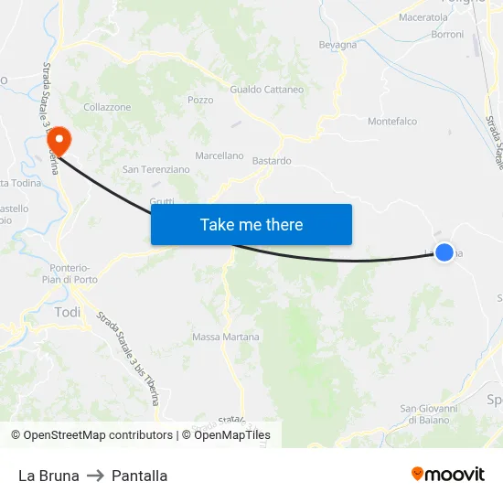 La Bruna to Pantalla map
