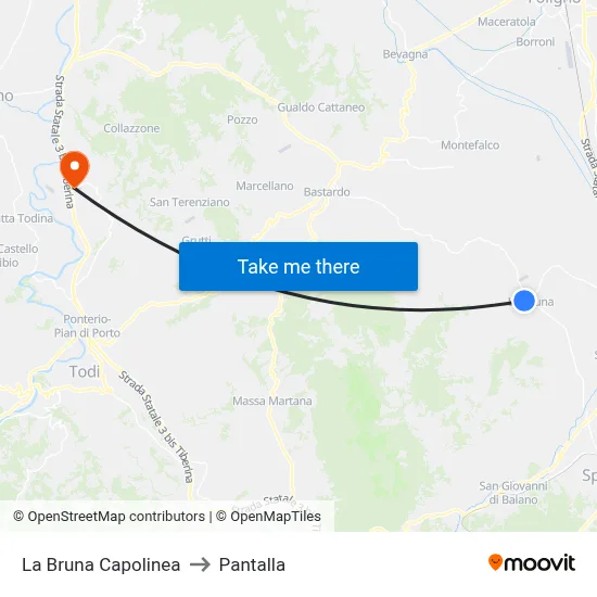 La Bruna Terminal to Pantalla map