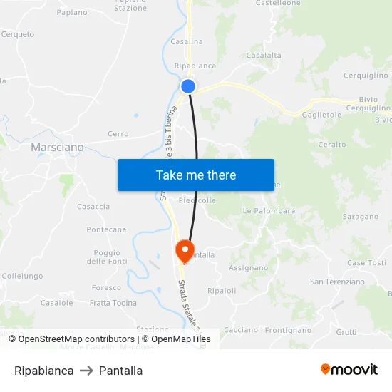 Ripabianca to Pantalla map