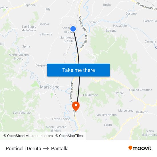 Ponticelli Deruta to Pantalla map