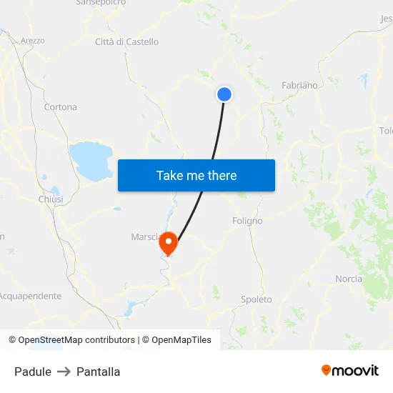 Padule to Pantalla map