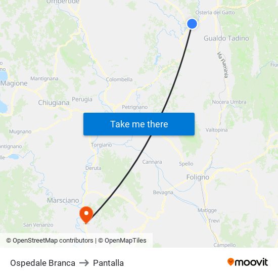 Ospedale Branca to Pantalla map