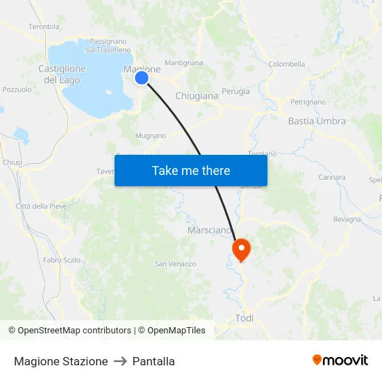 Magione Station to Pantalla map