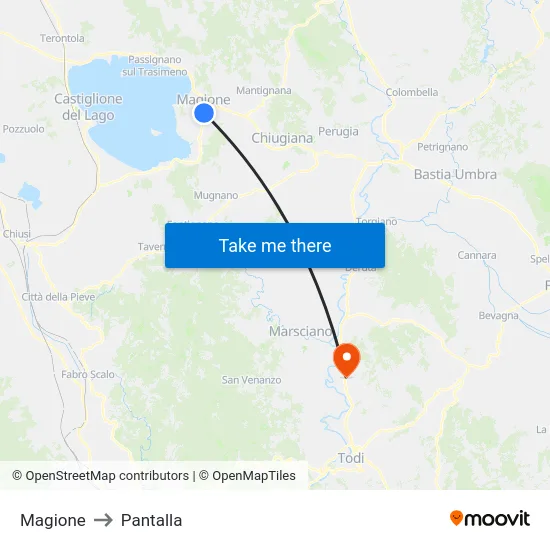 Magione to Pantalla map