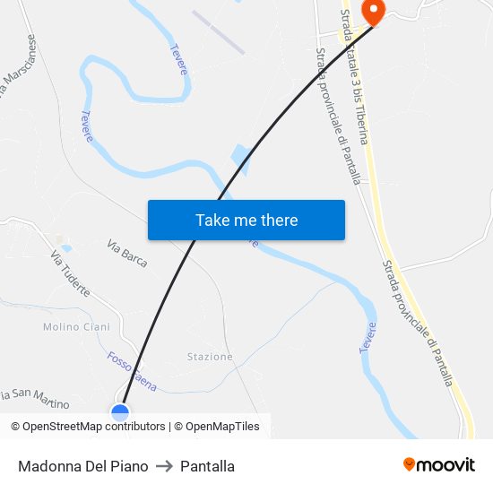 Madonna Del Piano to Pantalla map