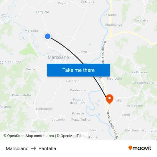 Marsciano to Pantalla map