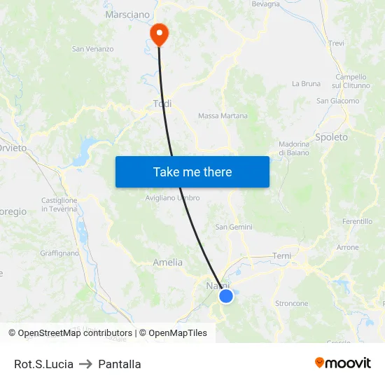 Santa Lucia Roundabout to Pantalla map
