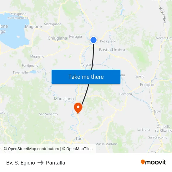 San Egidio Junction to Pantalla map