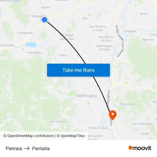 Pietraia to Pantalla map