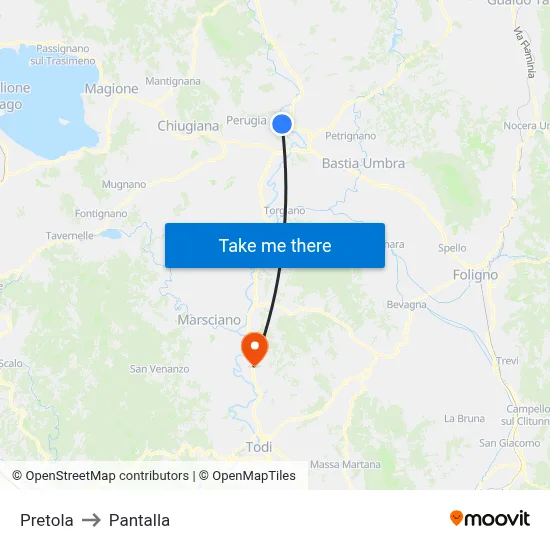 Pretola to Pantalla map