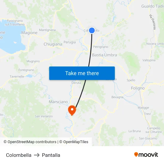 Colombella to Pantalla map