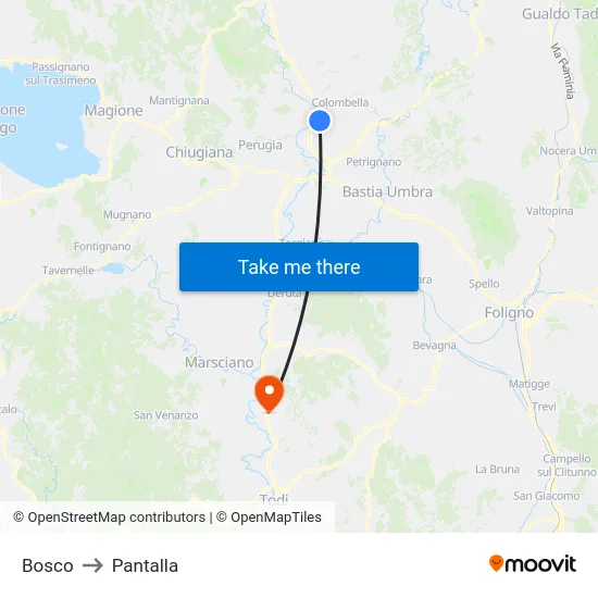 Bosco to Pantalla map