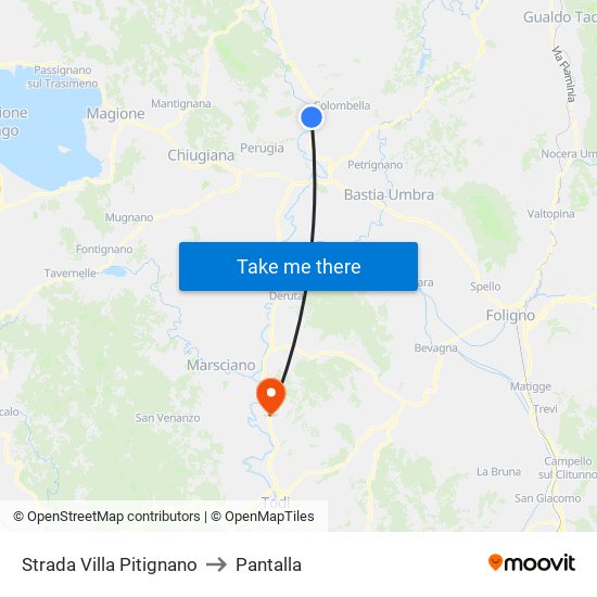Strada Villa Pitignano to Pantalla map