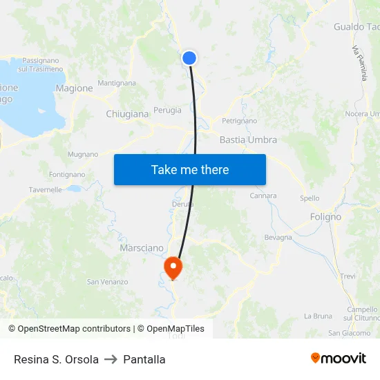 Resina Santa Orsola to Pantalla map