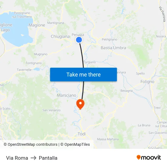 Via Roma to Pantalla map