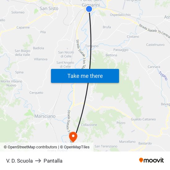 V. D. Scuola to Pantalla map
