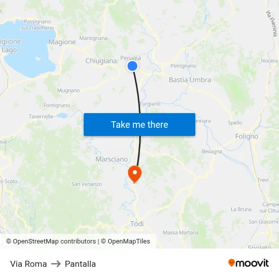 Via Roma to Pantalla map