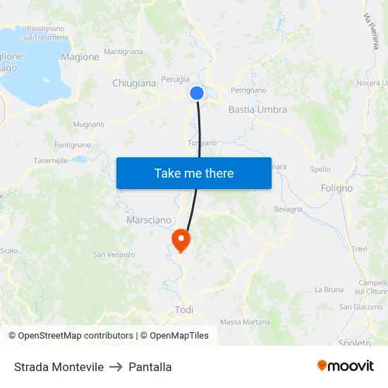 Montevile Road to Pantalla map