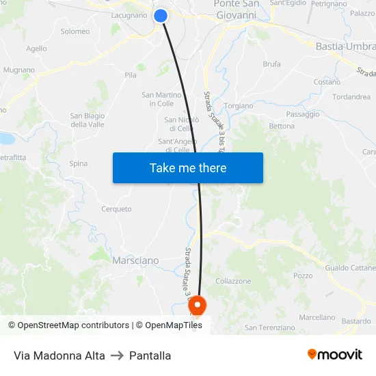 Madonna Alta Street to Pantalla map