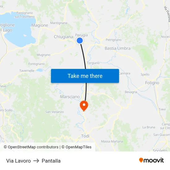 Work Street to Pantalla map