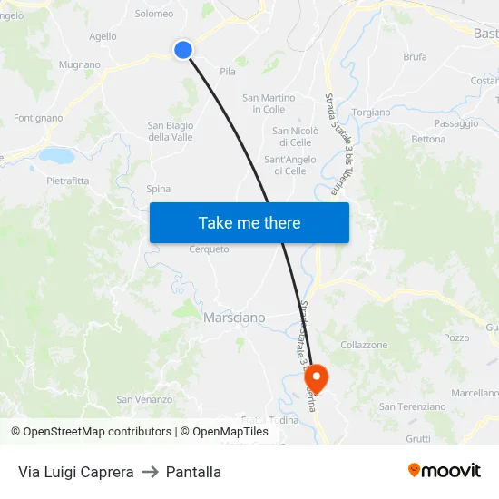 Via Luigi Caprera to Pantalla map