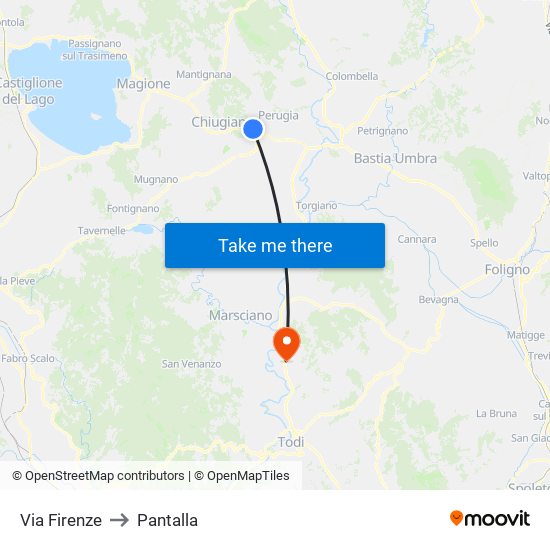 Via Firenze to Pantalla map